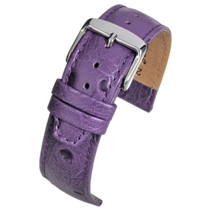 Calf High Grade Ostrich Grain Nubuck Lined Watch Strap Purple 20mm