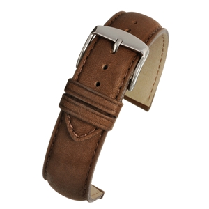Superior Padded Vintage Style Leather With a Stitched Edge  Watch Strap 20mm. Tan