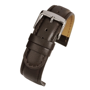 Brown Padded Calf Watch Strap Classic Stitched 18mm Extra Long