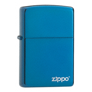 Zippo Sapphire Lighter With Zippo Logo
