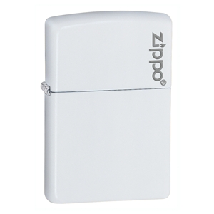 Zippo White Matte Lighter With Zippo Logo