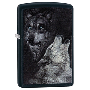 Zippo Lighter, 218 Regular Black Matte, Wolves