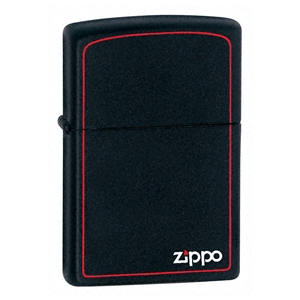 Zippo Black Matte Lighter With Zippo Logo & Border