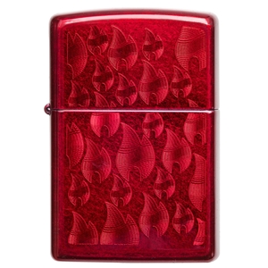 Zippo Lighter Candy Apple Red, Iced Zippo Flame Design