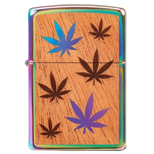 Zippo Lighter Multicolour (Spectrum), Woodchuck Leaves, Walnut Emblem