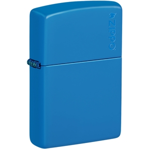 Zippo Lighter, Sky Blue Matte with Zippo Logo