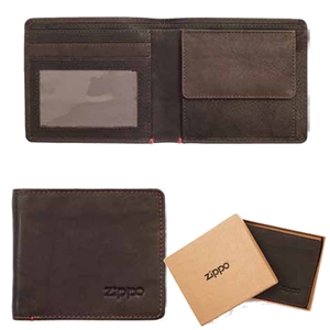 Zippo Leather, Bi-Fold Wallet With Coin Pocket Mocca 2005118
