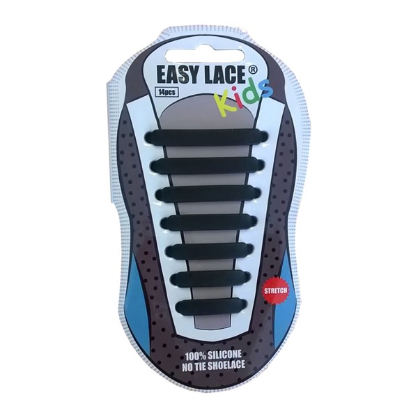 Easy Lace Kids Silicone Laces Flat - Card Of 14 Pieces