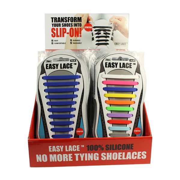 Easy Lace Counter Stand Carded Flat Laces 20 Assorted