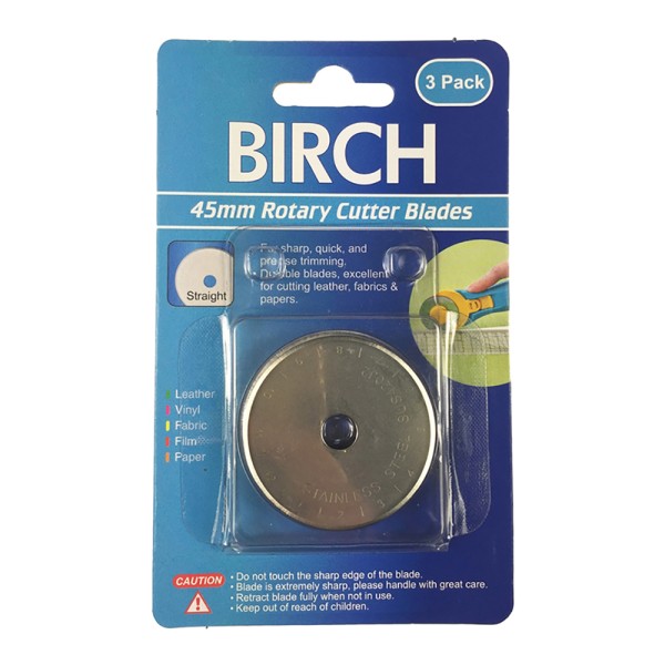 Birch Pack 3 Spare Stainless Steel Blades For Rotary Cutter