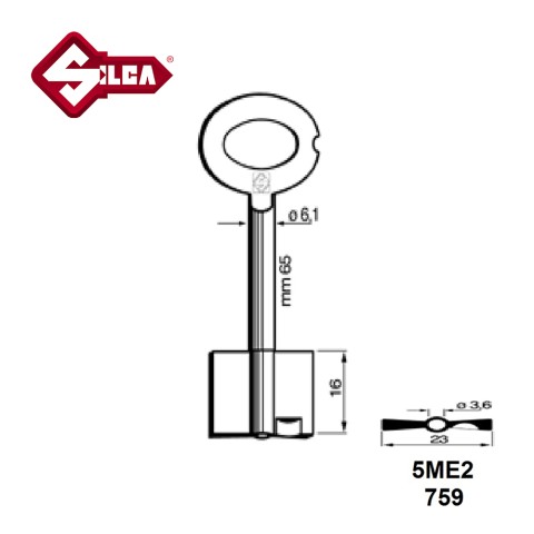Silca 5ME2 Double Bit Key SKS SK003 HD 5ME2