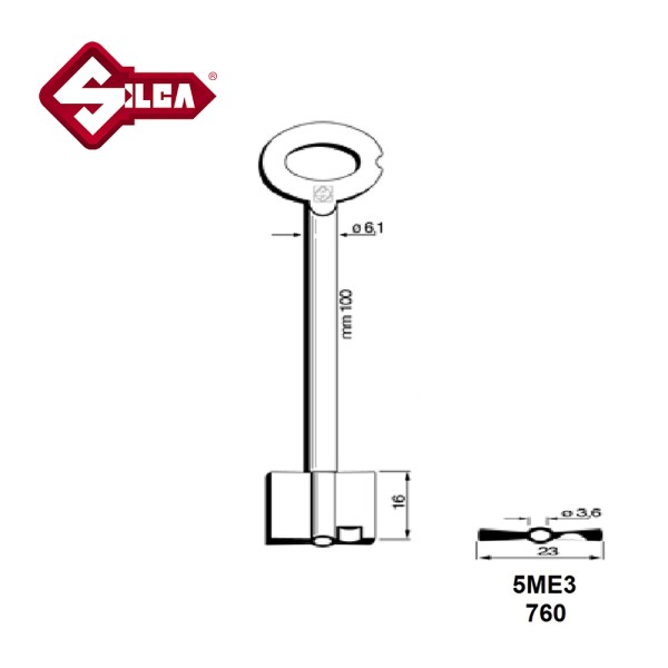 Silca 5ME3 Double Bit Key SKS SK009