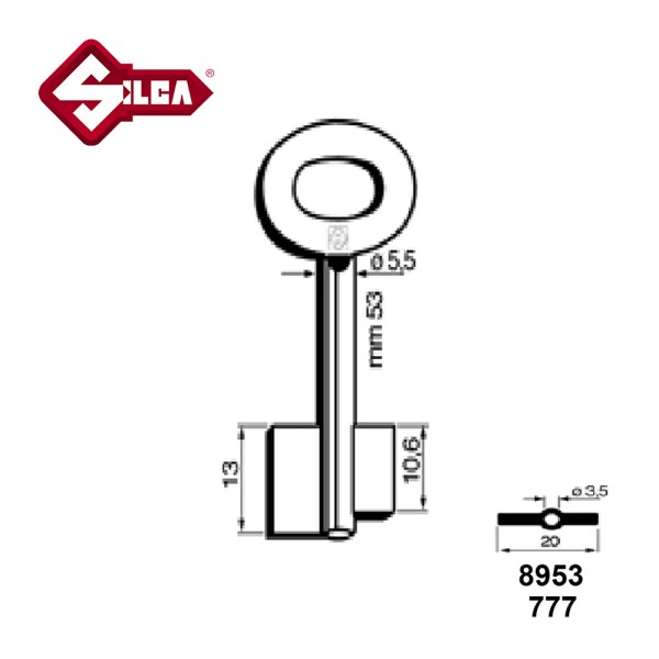 Silca 8953 Sella & Valz Double Bit Key HD 8953 Silca 8953 SKS SK053 HD 8953