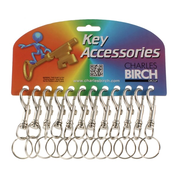 Birch Metal Billet Hook With Key Ring Card Of 12