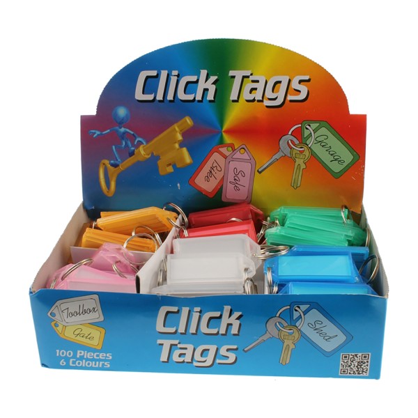 Birch Clicktags - Box Of 100 Large Key Labels With Key Ring