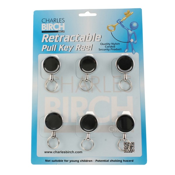 Birch Small Retractable Nylon Cord Belt Clip Card Of 6