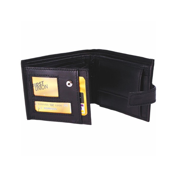 Birch Nappa Leather Wallet With Tab Window, 3 Pockets 1 Zipped