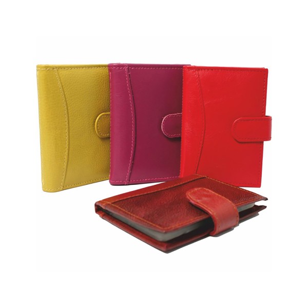 Birch Cowhide Credit Card Case With Tab and 14 Card Sleeves