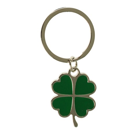 Green Clover Leaf Key Ring 