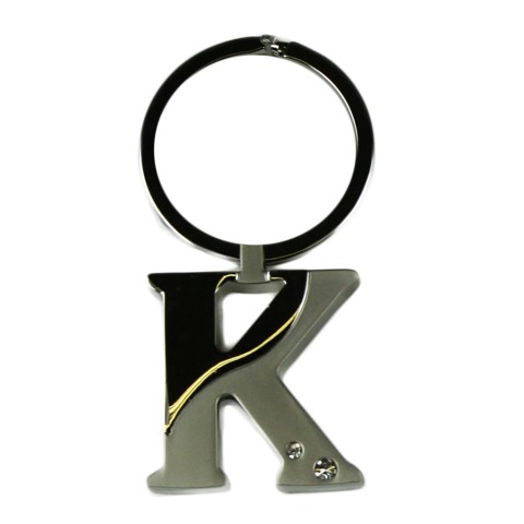 Alphabet Key Ring With Crystal Letter M