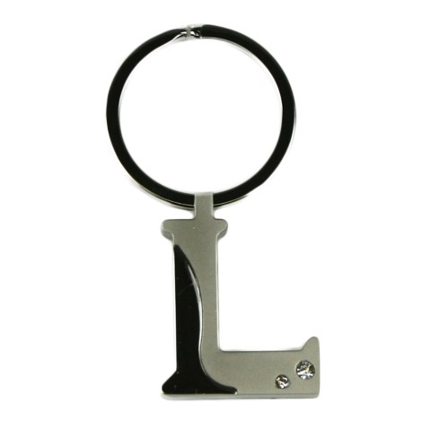 Alphabet Key Ring With Crystal Letter L