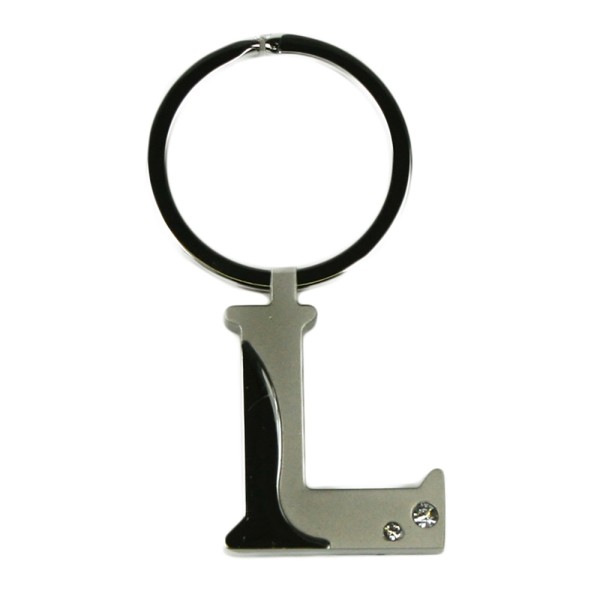 Alphabet Key Ring With Crystal Letter L