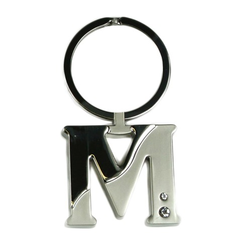 Alphabet Key Ring With Crystal Letter M