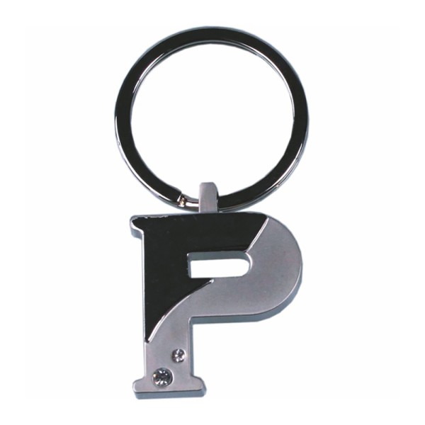 Alphabet Key Ring With Crystal Letter P