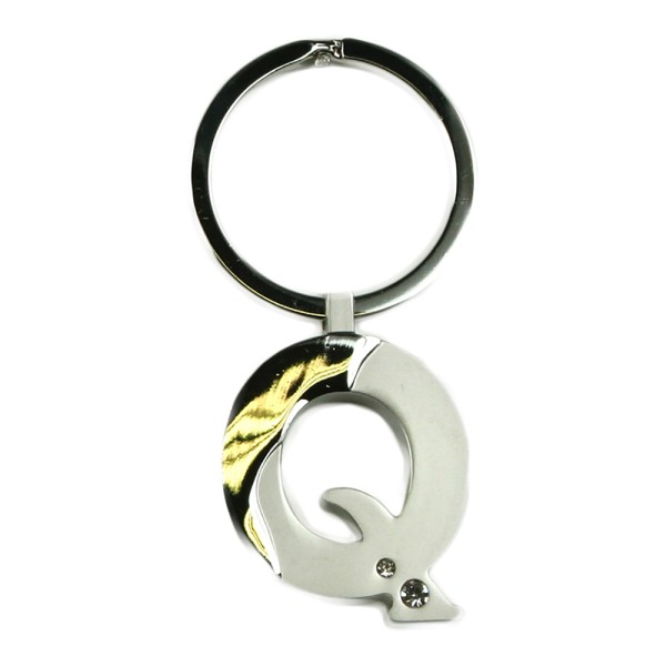 Alphabet Key Ring With Crystal Letter Q
