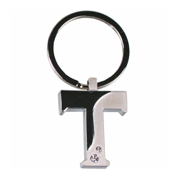 Alphabet Key Ring With Crystal Letter T