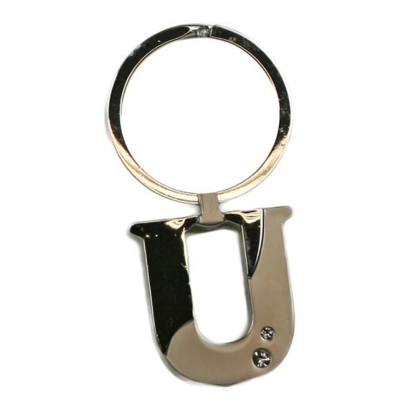 Alphabet Key Ring With Crystal Letter U