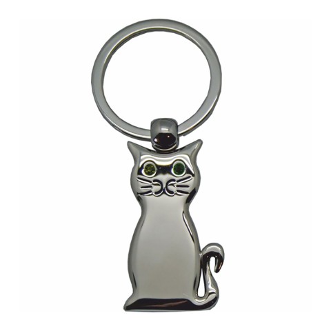 Cat Key Ring with Crystal Eyes 