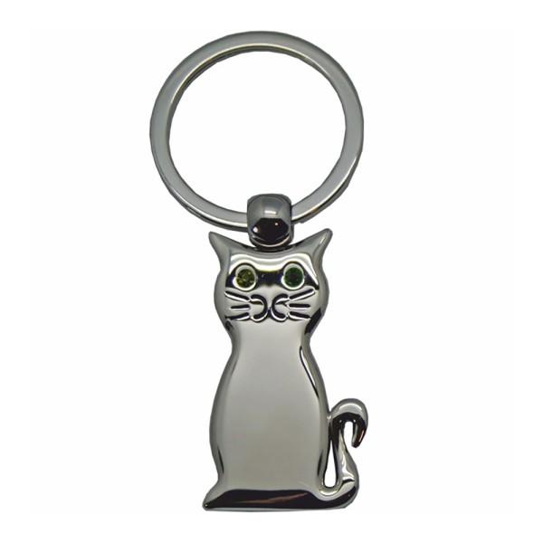 Cat Key Ring with Crystal Eyes 