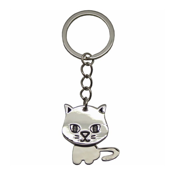 Nodding Cat Metal Key Ring 