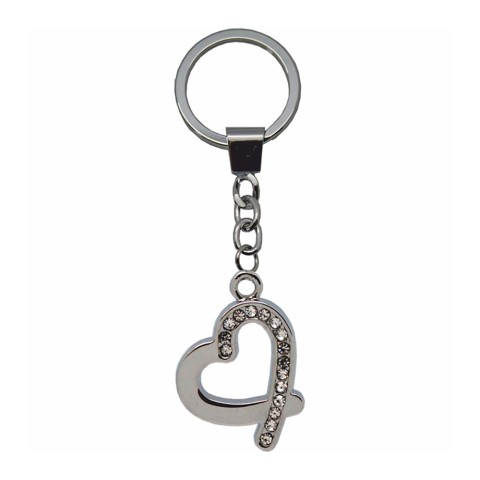 Heart Design Metal Key Ring With Clear Crystals Special...
