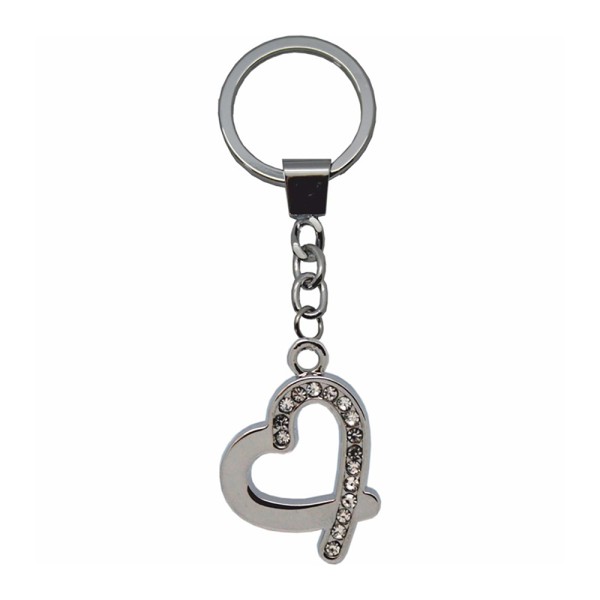 Heart Design Metal Key Ring With Clear Crystals Special Clearance Promotion Whilst Stocks Last