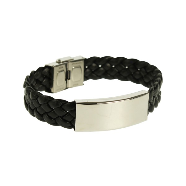 Wide Woven Leather Bracelet