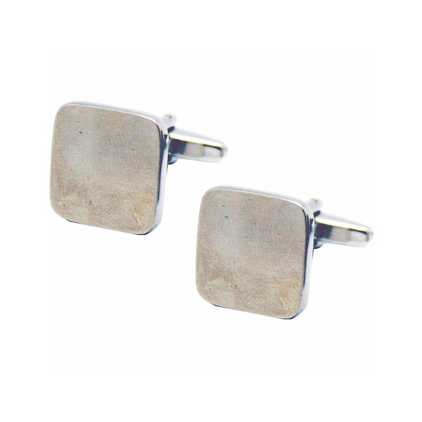 Cufflinks Plain Square Brushed Chrome