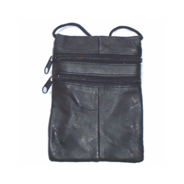 Soft Nappa Leather Triple Zip Neck Purse