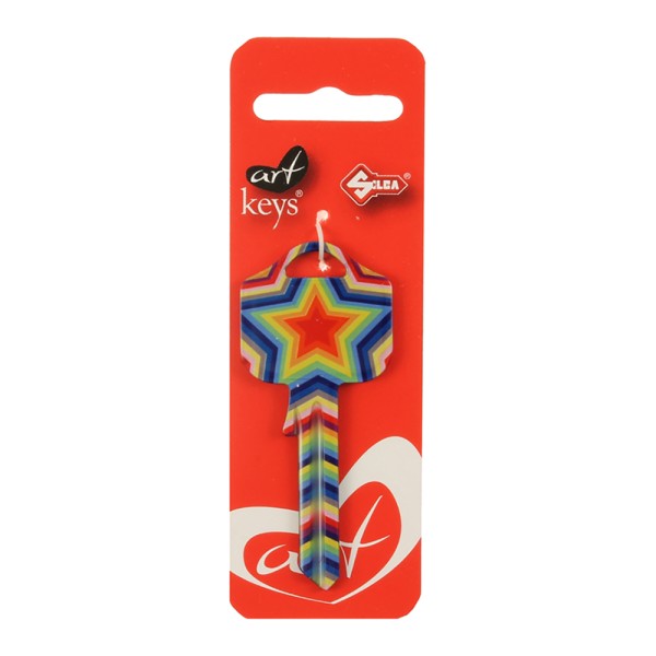 Art Key 5998 UL054 Multicolour Star D04 On Red Silca Card