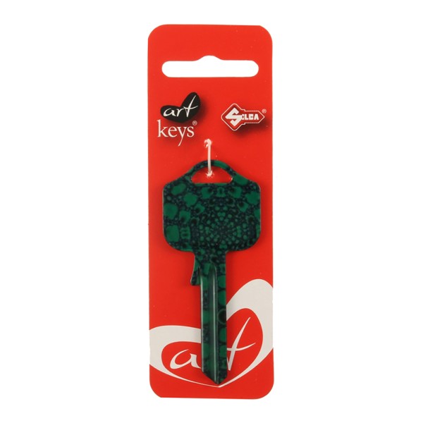 Art Key 5998 UL054 Green Flowers F04 On Red Silca Card