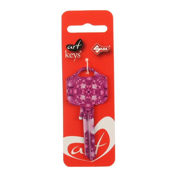 Art Key 5998 UL054 Purple Flowers F05 On Red Silca Card