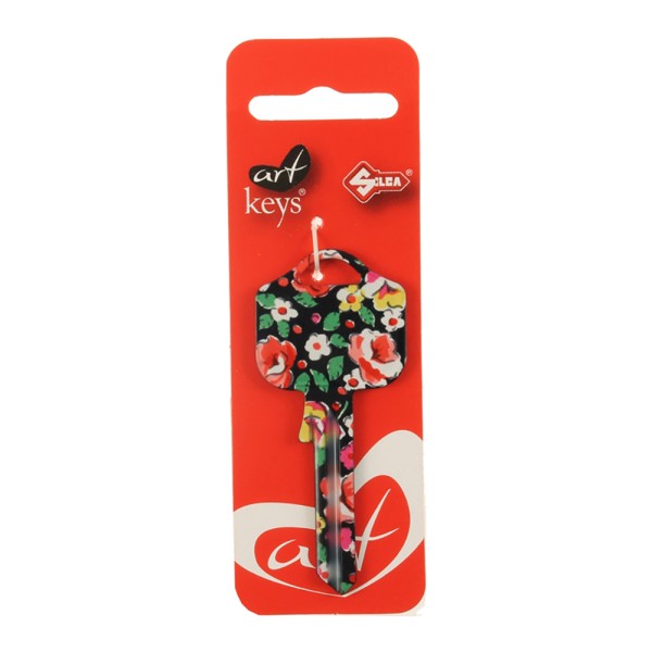 Art Key 5998 UL054 Flowers On Black F20 On Red Silca Card