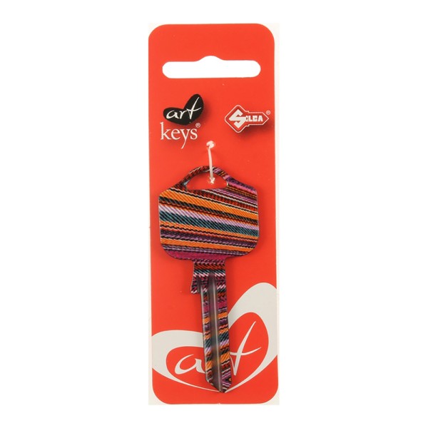 Art Key 5998 UL054 Multicolour Stripes F22 On Red Silca Card
