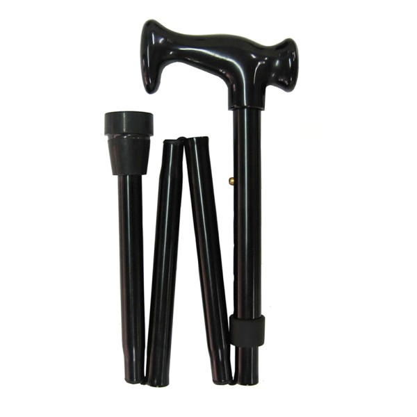 Four Fold Walking Stick Black Black Escort Handle