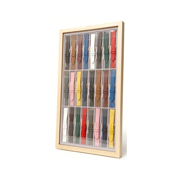 Birch Leather Watchstrap Wall Display For 24 Straps. EMPTY