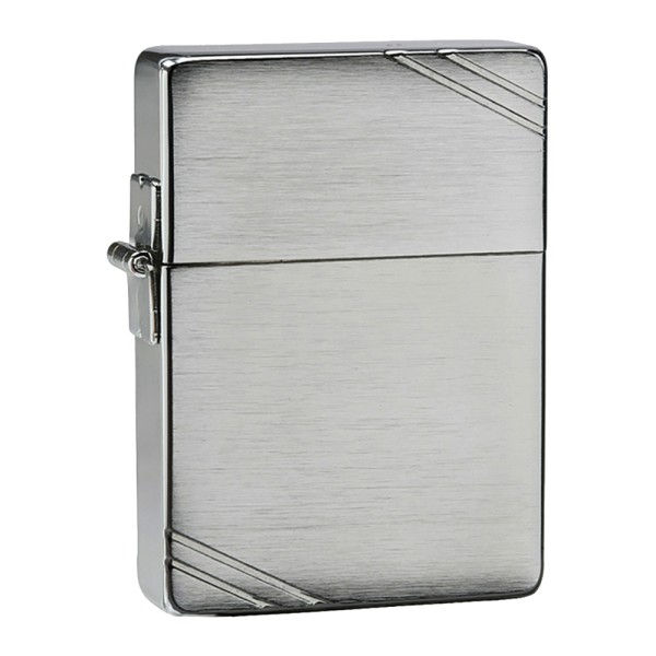 Zippo Brushed Chrome Lighter 1935 Replica With Slashes