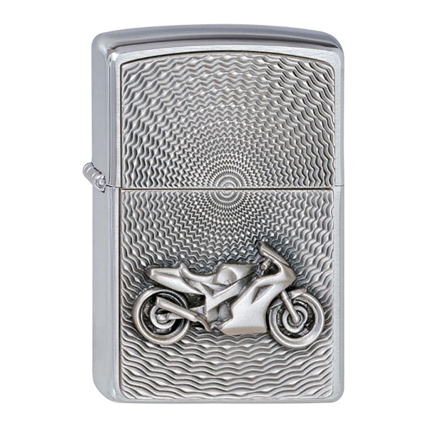 Zippo Brushed Chrome Motorbike Emblem Lighter