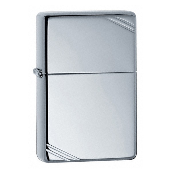 Zippo High Polished Chrome Lighter Vintage With Slashes