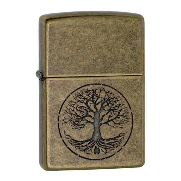 Zippo Lighter Antique Brass - Tree Of Life